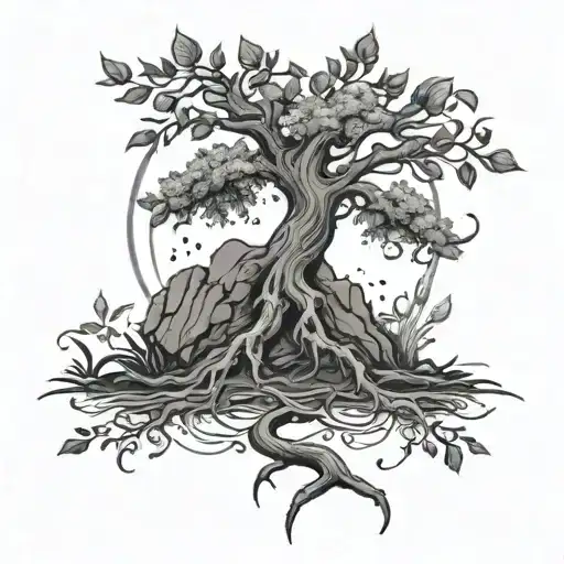 tree , Jesus , seed sprouting tattoo design idea