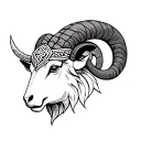 ram's head norse and celtic mythology tattoo design idea