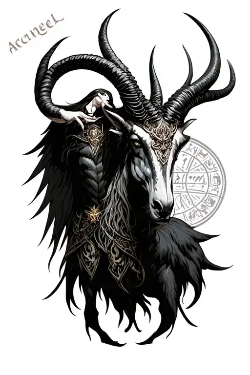 arcangel uriel with capricorn zodiac sign tattoo design idea