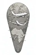 747 plane with map tattoo design idea