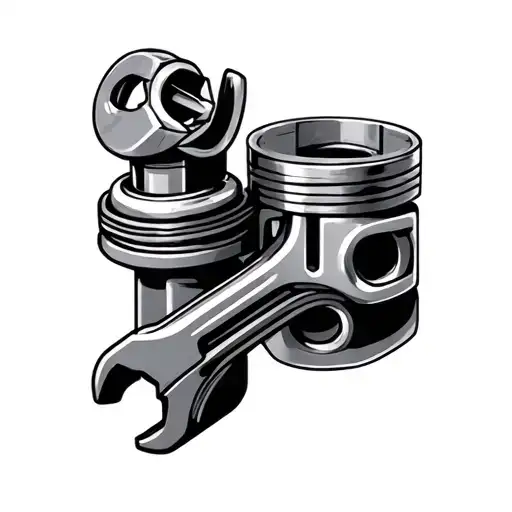 wrenchs and motor pistons forming tattoo design idea