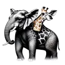 Elephant And Giraffe tattoo design idea