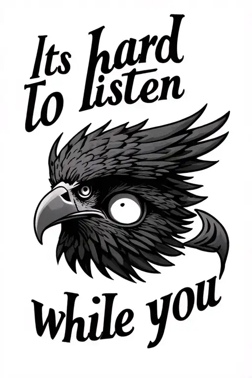 "its hard to listen while you " greec god ajax with an eagle eye surrounded tattoo design idea