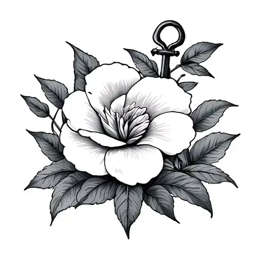 gardenia and anchor tattoo tattoo design idea
