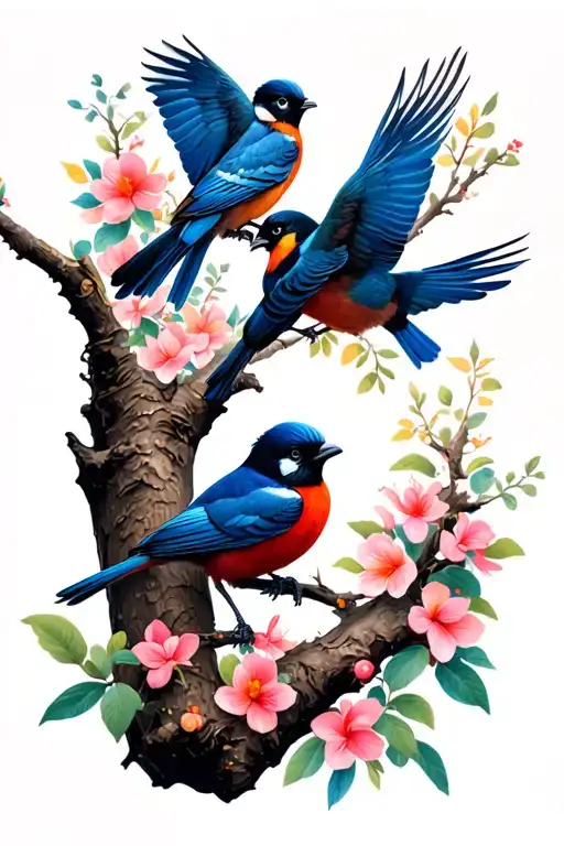 Birds On branch adventure always ready tattoo design idea