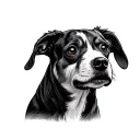 dog memorial tattoo design combining Tito's vodka and lamb chop tattoo design idea