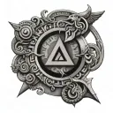 aegis, greek god symbol in alchemy tattoo design idea