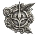 aegis, greek god symbol in alchemy tattoo design idea