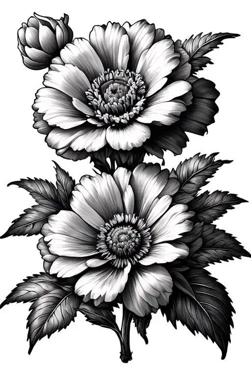 Birth flowers, February, March, June, August, May, November tattoo design idea