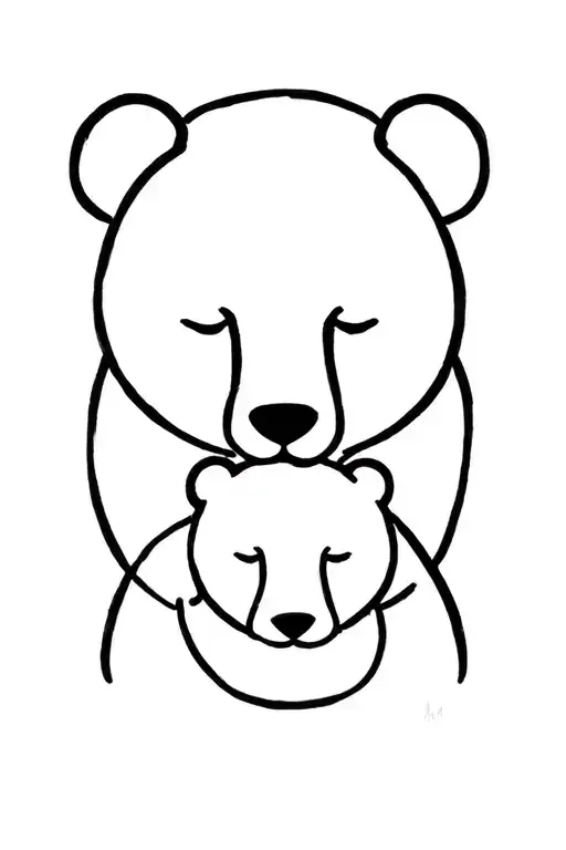 Mom and Baby Bear faces overlapping tattoo design idea