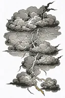 lightning and clouds stormy tattoo design idea
