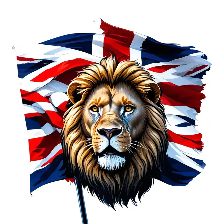 British Lion with flag flying tattoo design idea