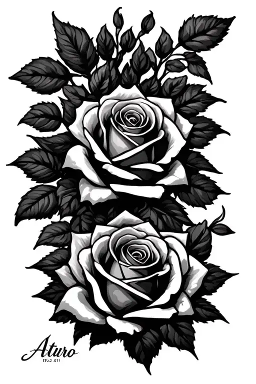 "Arturo 09.23.2011" Roses tattoo design idea