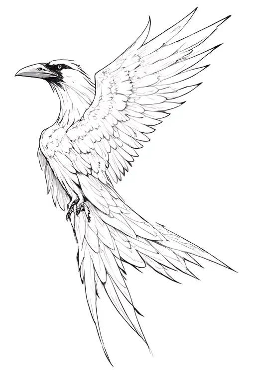 raven wing spread tattoo design idea