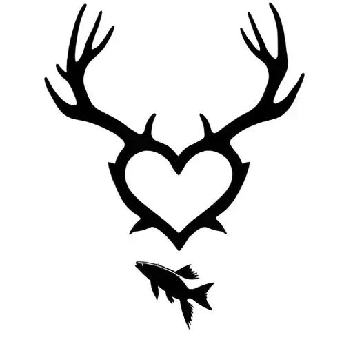 "Gone Bush Forever Free" "Gone Bush Forever Free" "Gone Bush Forever Free" deer antlers making a heart with a fish jumping tattoo design idea