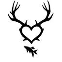 "Gone Bush Forever Free" "Gone Bush Forever Free" "Gone Bush Forever Free" deer antlers making a heart with a fish jumping tattoo design idea