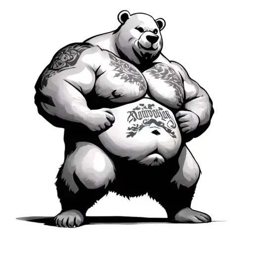 Bald Gay "Muscle chubby Bear" With A Belly Tattoo design tattoo design idea