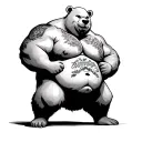 Bald Gay "Muscle chubby Bear" With A Belly Tattoo design tattoo design idea
