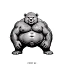 Bald Gay "Muscle chubby Bear" With A Belly Tattoo design tattoo design idea