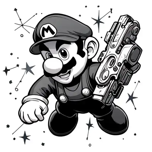 mario bros and star constellation tattoo design idea