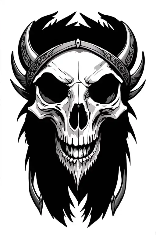 raven skull vikings elements related tattoo design idea