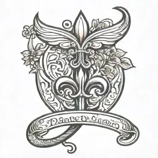 boomerang with stethescope and fleur de lis tattoo design idea