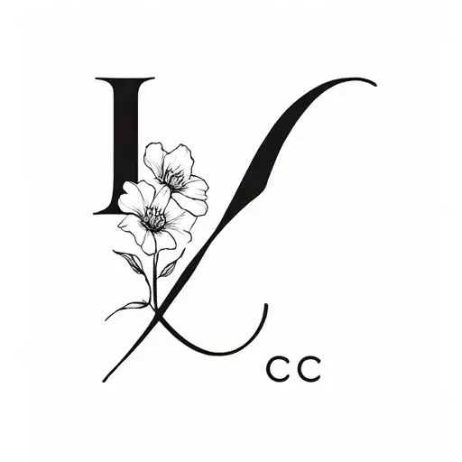 Fleurie woman tattoo with an L and C tattoo design idea
