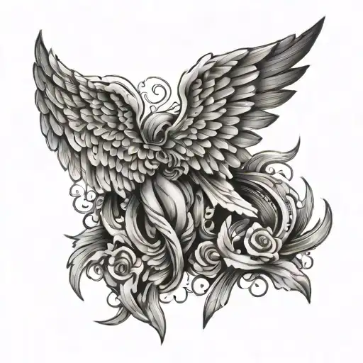 fallen angel wings tattoo design idea