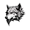 Evil wolf head tattoo design idea