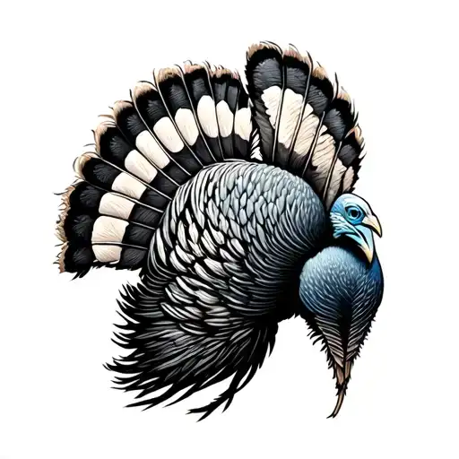 Hunting turkey feather tattoo design idea