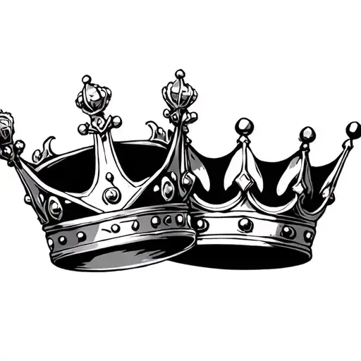 king and queen crowns tattoo design idea