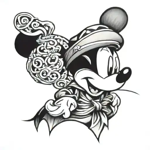 Mickey Mouse cholo style tattoo design idea