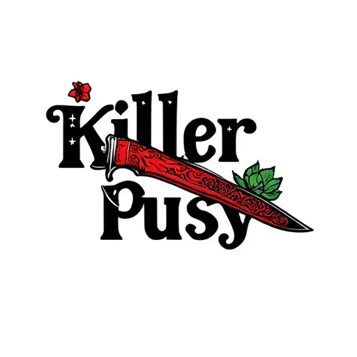 "KILLER PUSSY" knife tattoo design idea