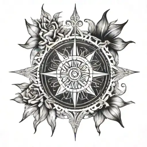 nautical compass rose mandala tattoo design idea