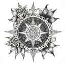 nautical compass rose mandala tattoo design idea