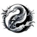 koi fish yin yang symbol with a wave tattoo design idea