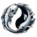 koi fish yin yang symbol with a wave tattoo design idea