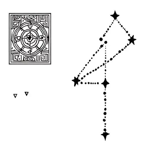 Mayan Number 5 point star constellation tattoo design idea