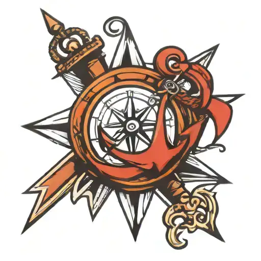 Anchor Compass tattoo design idea