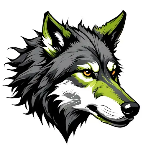viking wolf green n grey tattoo tattoo design idea