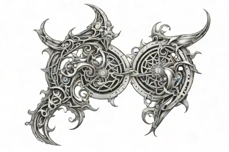 gemini and pisces zodiac sign tattoo design idea