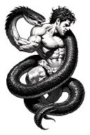 Hercules fighting the snake wrapped tattoo design idea