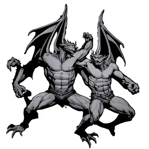 4 Gargoyles using powers, Hops, Barley, Water, Yeast to create one super gargoyle tattoo design idea