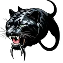 scary all black panther showing teeth and claws tattoo design idea