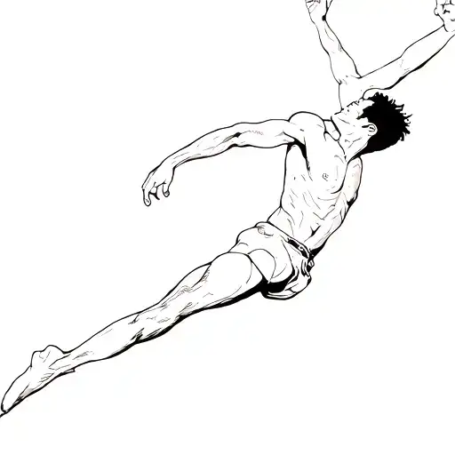 A man in mid‑air freefall tattoo design idea