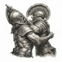gladiator warrior battling tattoo design idea