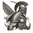 gladiator warrior battling tattoo design idea
