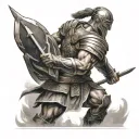 gladiator warrior battling tattoo design idea