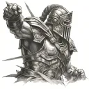 gladiator warrior battling tattoo design idea