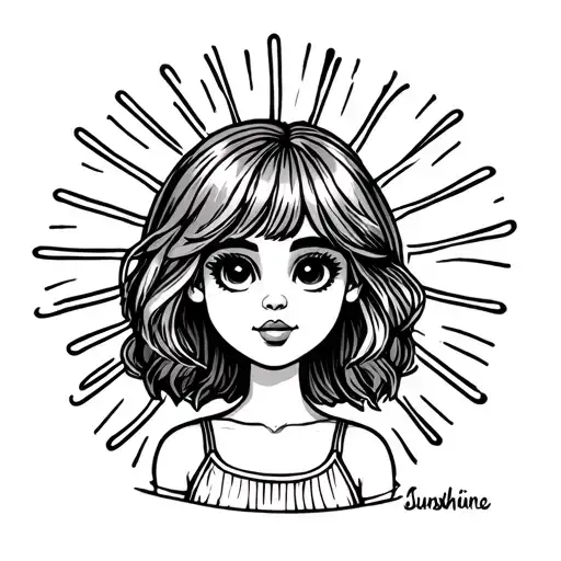 little Miss Sunshine cartoon fine line tattoo design tattoo design idea